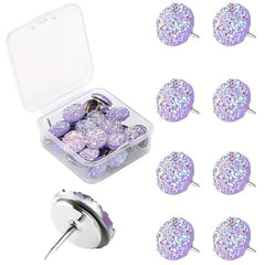 30 Purple Rhinestone Crystal Thumb Nails Decorative Thumb Pins