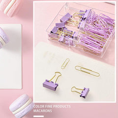 155pcs Long Tail Clip Paper Clip Macaron Ticket Clip Binding Set