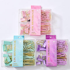 155pcs Long Tail Clip Paper Clip Macaron Ticket Clip Binding Set