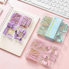 155pcs Long Tail Clip Paper Clip Macaron Ticket Clip Binding Set