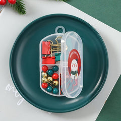 Thumbtack with Green Tail Clip and Red Paper Clip Box Christmas Snowman Gift Set