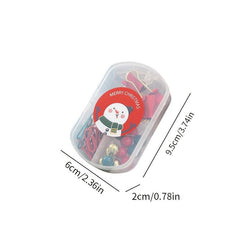 Thumbtack with Green Tail Clip and Red Paper Clip Box Christmas Snowman Gift Set