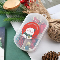 Thumbtack with Green Tail Clip and Red Paper Clip Box Christmas Snowman Gift Set