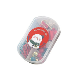 Thumbtack with Green Tail Clip and Red Paper Clip Box Christmas Snowman Gift Set