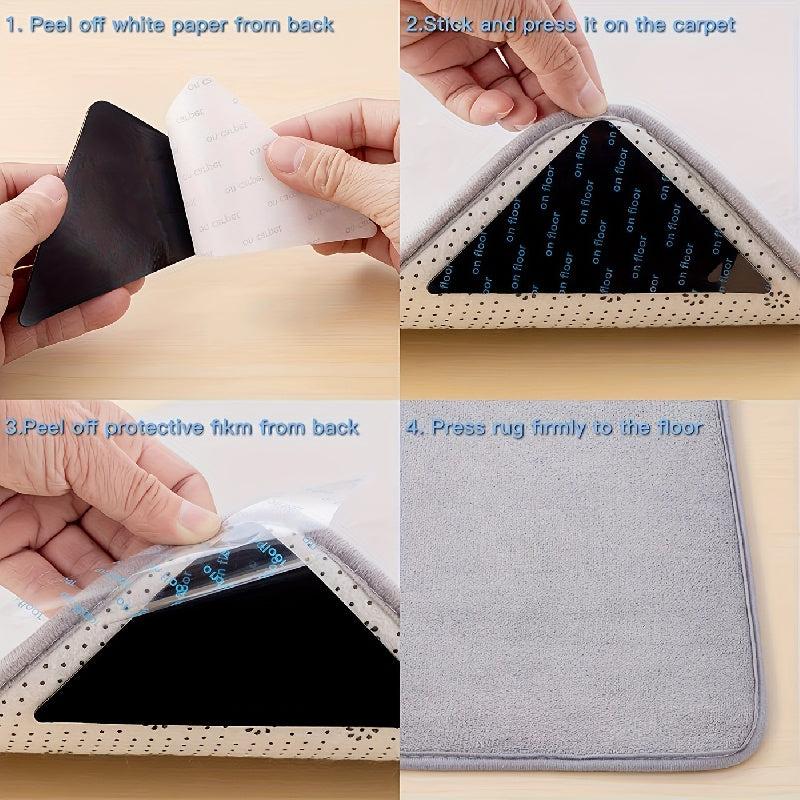 4pcs Grippers for Rugs Non Slip Rug Pads for Hardwood Floors and Tiles