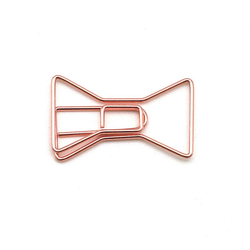 4pcs Bowknot Shape Paper Clip Colorful Bookmark Metal Pin Golden