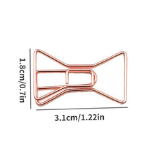 4pcs Bowknot Shape Paper Clip Colorful Bookmark Metal Pin Golden