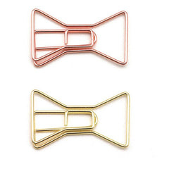 4pcs Bowknot Shape Paper Clip Colorful Bookmark Metal Pin Golden