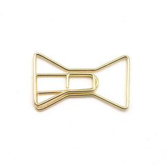 4pcs Bowknot Shape Paper Clip Colorful Bookmark Metal Pin Golden