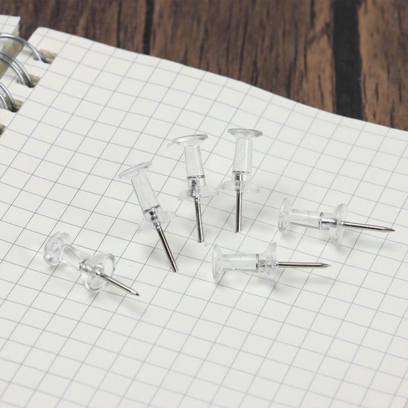 100pcs Clear Thumb Tacks Push Pins Office School Supplies