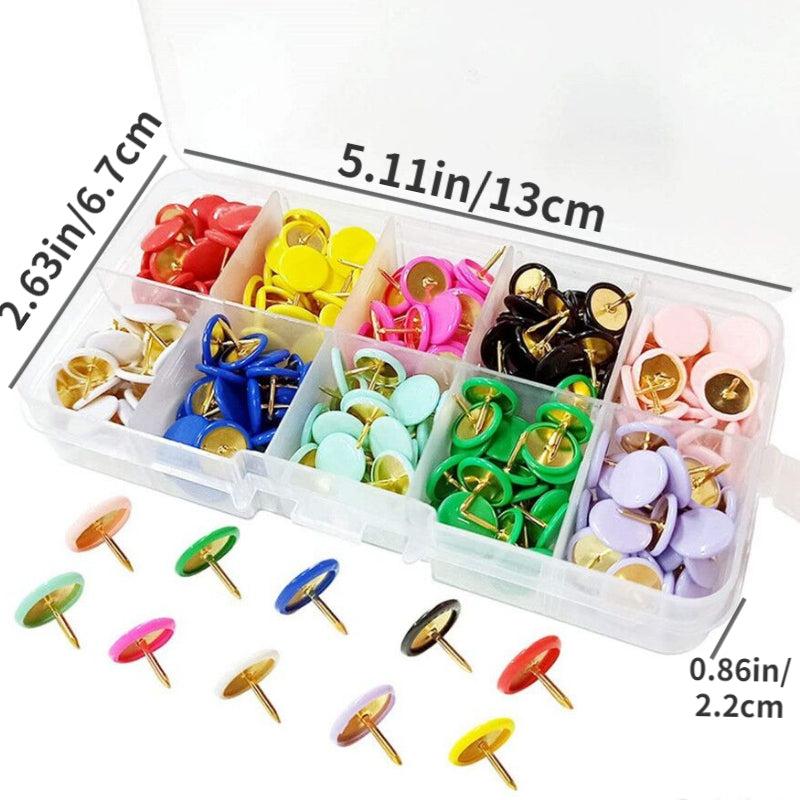 300 Colorful Plastic Coated Push Pins Office File Fixing Thumbtack