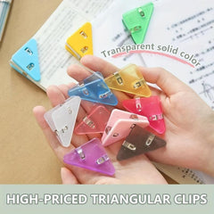 12pcs Triangular Paper Clips Bookmarks Student Plastic Page Marker Clips