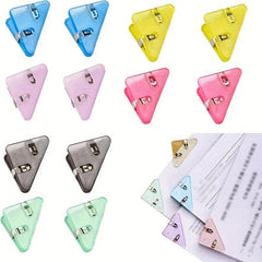 12pcs Triangular Paper Clips Bookmarks Student Plastic Page Marker Clips