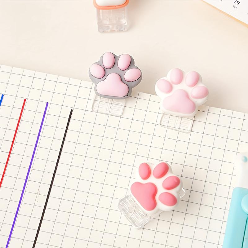 4 Cartoon Cat Claw Journal Clips Acrylic Office Supplies Student Book Clips