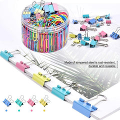 250pc Colorful Office Binder Set - Paper Clips & Binders