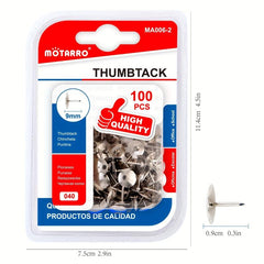 100 Packs Steel Thumb Tacks Push Pins Silver for Office & School