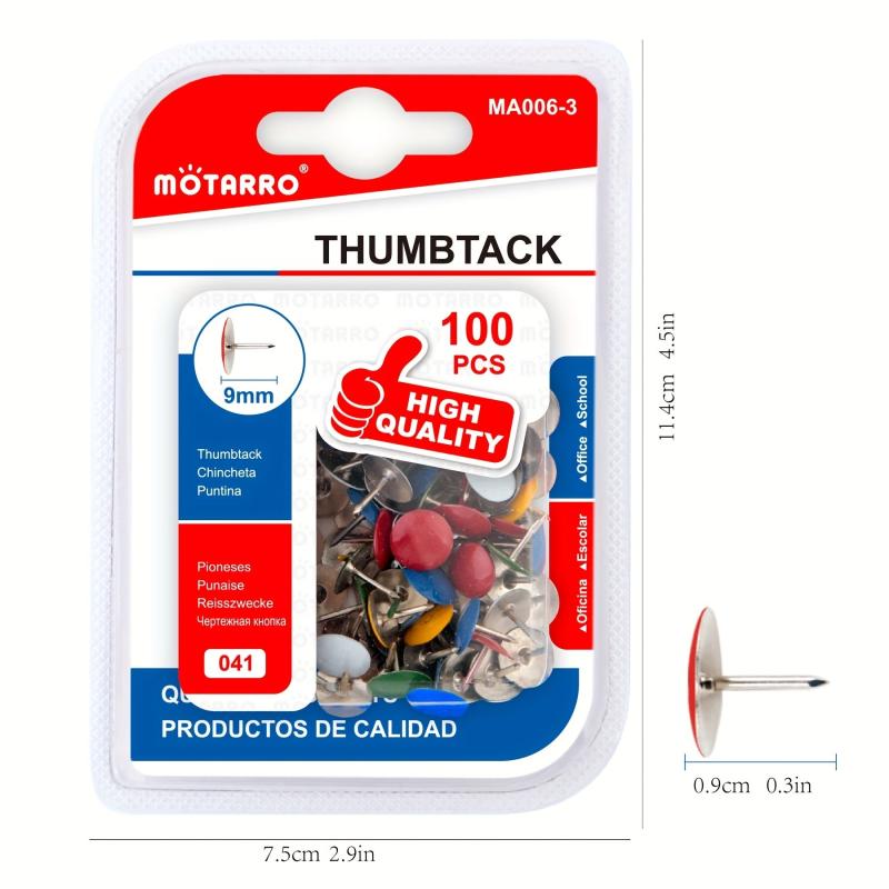 100 Packs Steel Thumb Tacks Push Pins Silver for Office & School