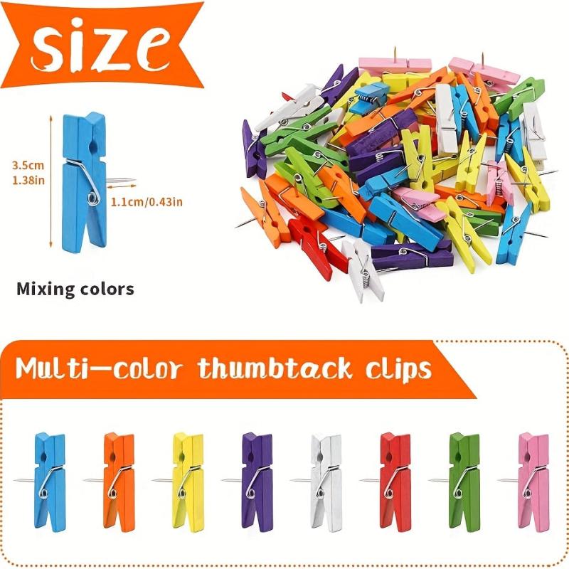 Colorful Push Pin Clips Thumb Tacks 50 Pcs