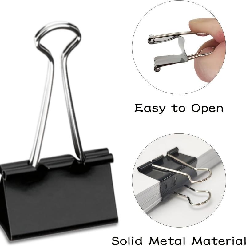 12pcs Binder Clips 32mm Metal Paper Clips Stationery Home School Supplies