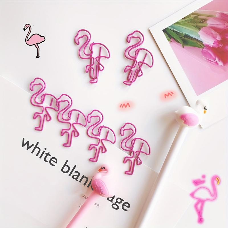 10pcs Cartoon Paper Clips Metal Swan Piggy Carrot Radish Pea Pink Bookmark