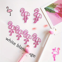 10pcs Cartoon Paper Clips Metal Swan Piggy Carrot Radish Pea Pink Bookmark