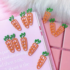10pcs Cartoon Paper Clips Metal Swan Piggy Carrot Radish Pea Pink Bookmark