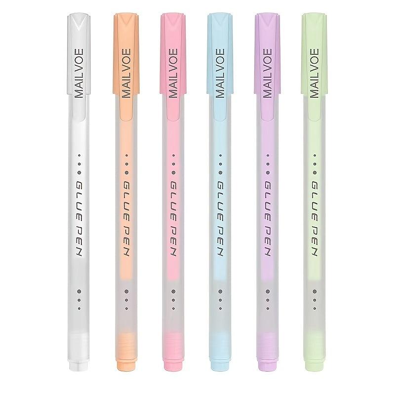 6pcs Creative Glue Pen 1.0mm 6 Colors Strong Glue Stationery Supplies