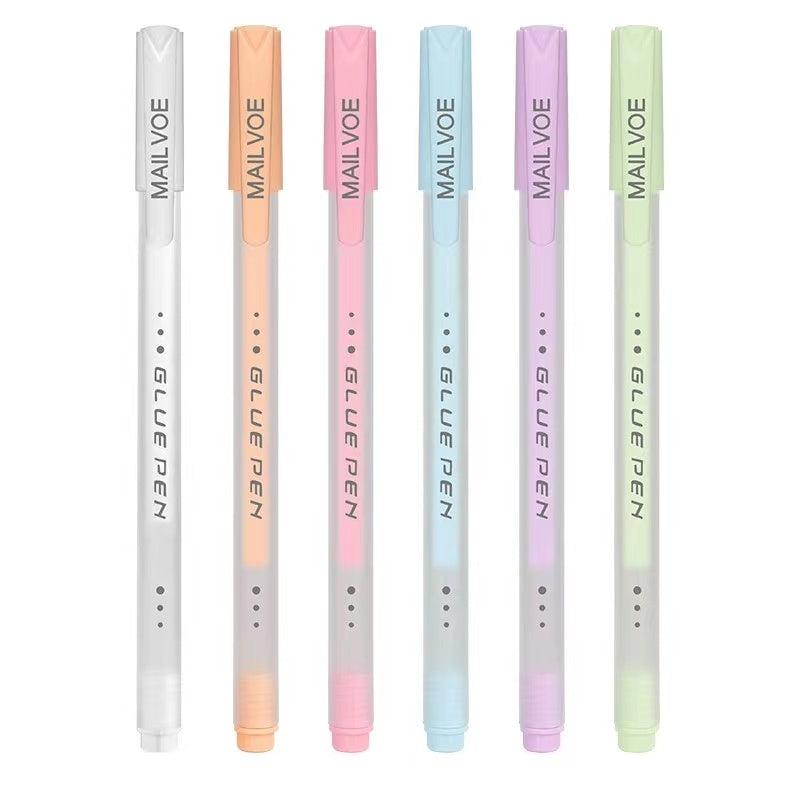 6pcs Creative Glue Pen 1.0mm 6 Colors Strong Glue Stationery Supplies