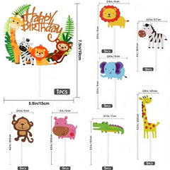 8pcs Jungle Cake Decoration Animal Cupcake Topper Birthday Party