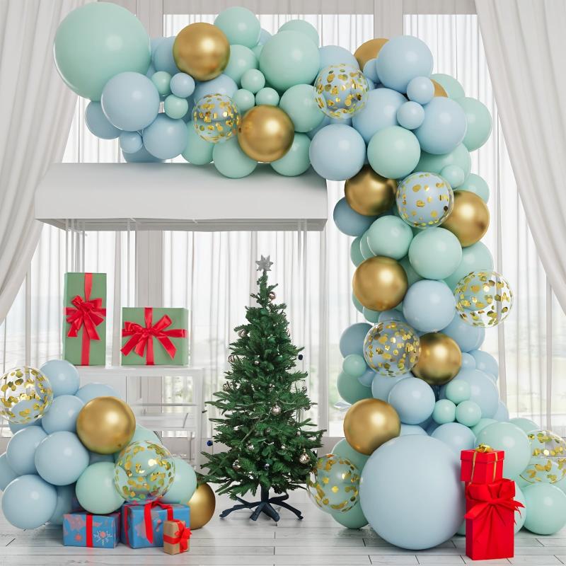 Mint Green & Golden Balloon Wreath Set - Wedding, Baby Shower