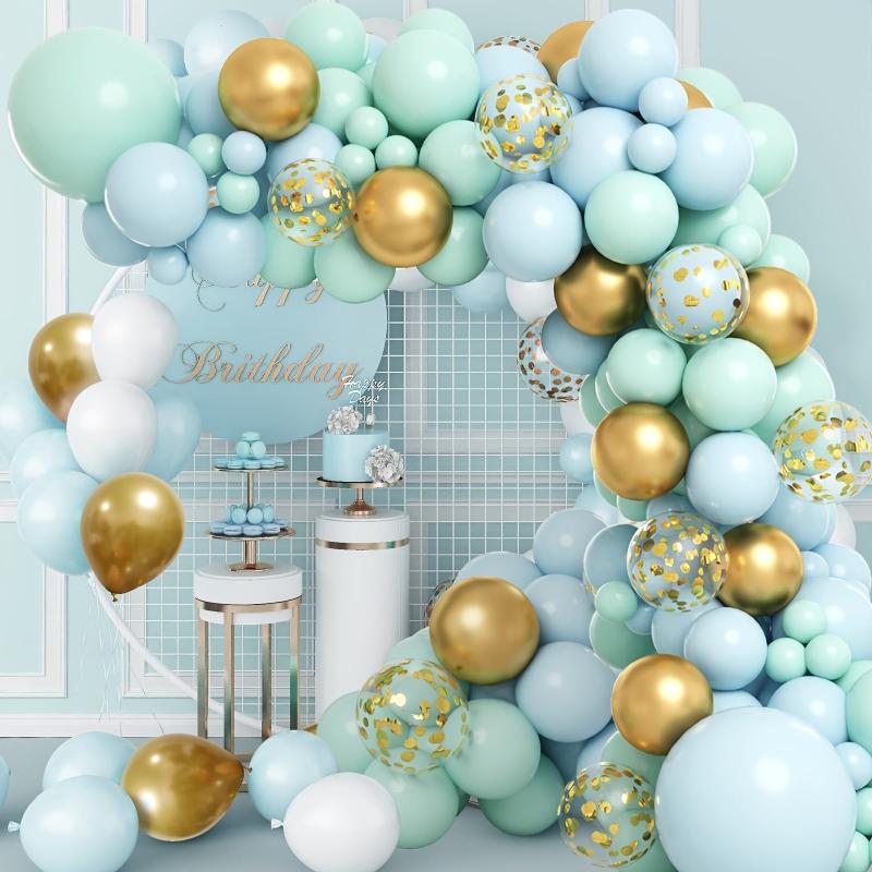 Mint Green & Golden Balloon Wreath Set - Wedding, Baby Shower