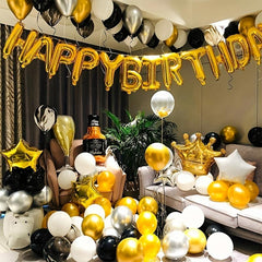 26pcs Golden Letter Balloon Set for Wedding Birthday Party Decoration