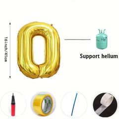 26pcs Golden Letter Balloon Set for Wedding Birthday Party Decoration