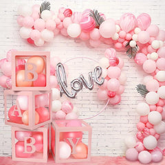 Pink Balloon Box Blocks for Baby Showers & Birthdays