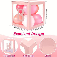 Pink Balloon Box Blocks for Baby Showers & Birthdays