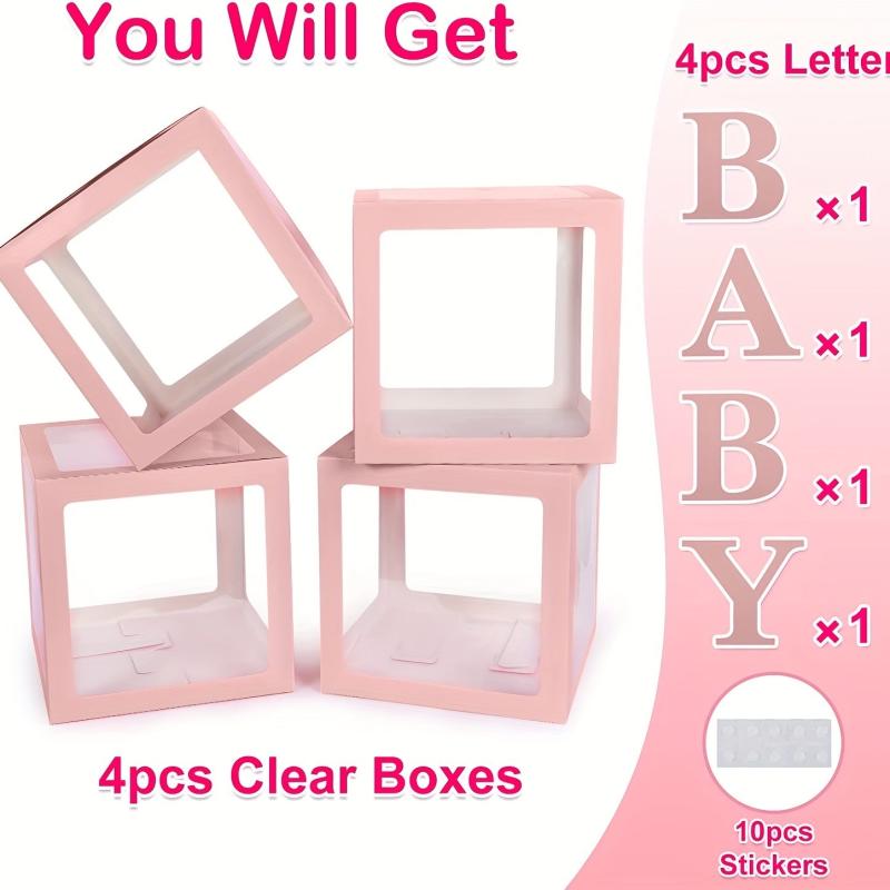Pink Balloon Box Blocks for Baby Showers & Birthdays