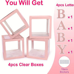 Pink Balloon Box Blocks for Baby Showers & Birthdays