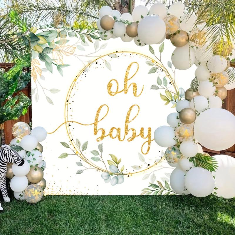 Greenery Baby Shower Backdrop 5x3ft Oh Baby Background Eucalyptus Cake Table