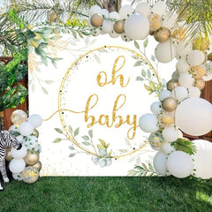 Greenery Baby Shower Backdrop 5x3ft Oh Baby Background Eucalyptus Cake Table