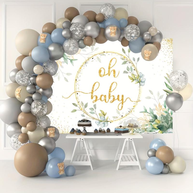 Greenery Baby Shower Backdrop 5x3ft Oh Baby Background Eucalyptus Cake Table