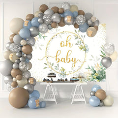 Greenery Baby Shower Backdrop 5x3ft Oh Baby Background Eucalyptus Cake Table