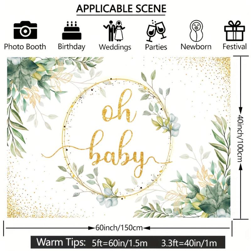 Greenery Baby Shower Backdrop 5x3ft Oh Baby Background Eucalyptus Cake Table