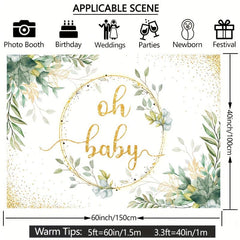 Greenery Baby Shower Backdrop 5x3ft Oh Baby Background Eucalyptus Cake Table