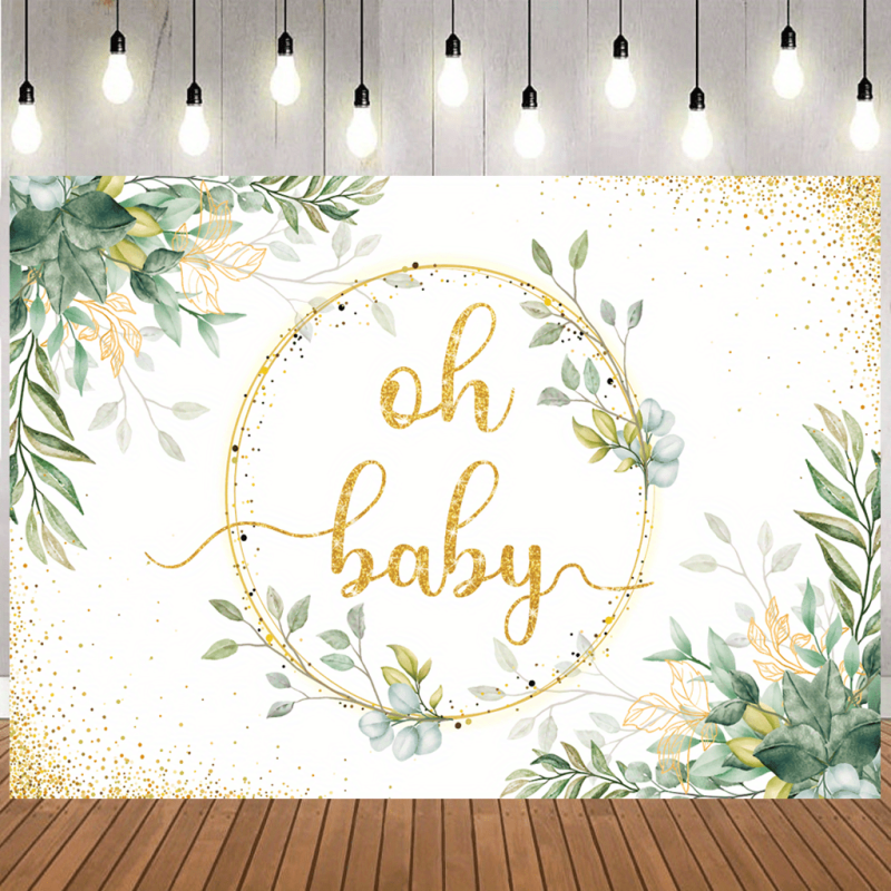 Greenery Baby Shower Backdrop 5x3ft Oh Baby Background Eucalyptus Cake Table