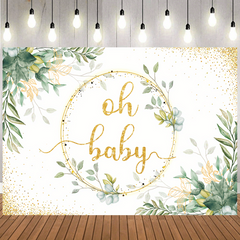 Greenery Baby Shower Backdrop 5x3ft Oh Baby Background Eucalyptus Cake Table