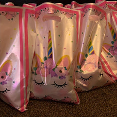 20pcs Unicorn Gift Bags for Kids Birthday Party - Cartoon Printed Handbags
