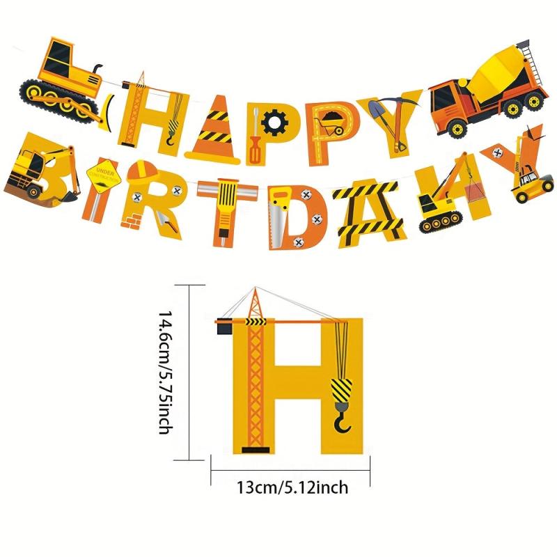 Construction Car Spiral Hanging Banner for Boy's Birthday Party Decor