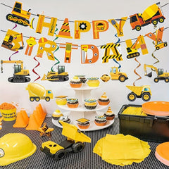 Construction Car Spiral Hanging Banner for Boy's Birthday Party Decor