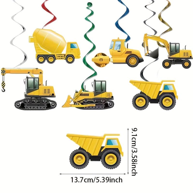 Construction Car Spiral Hanging Banner for Boy's Birthday Party Decor