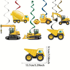 Construction Car Spiral Hanging Banner for Boy's Birthday Party Decor